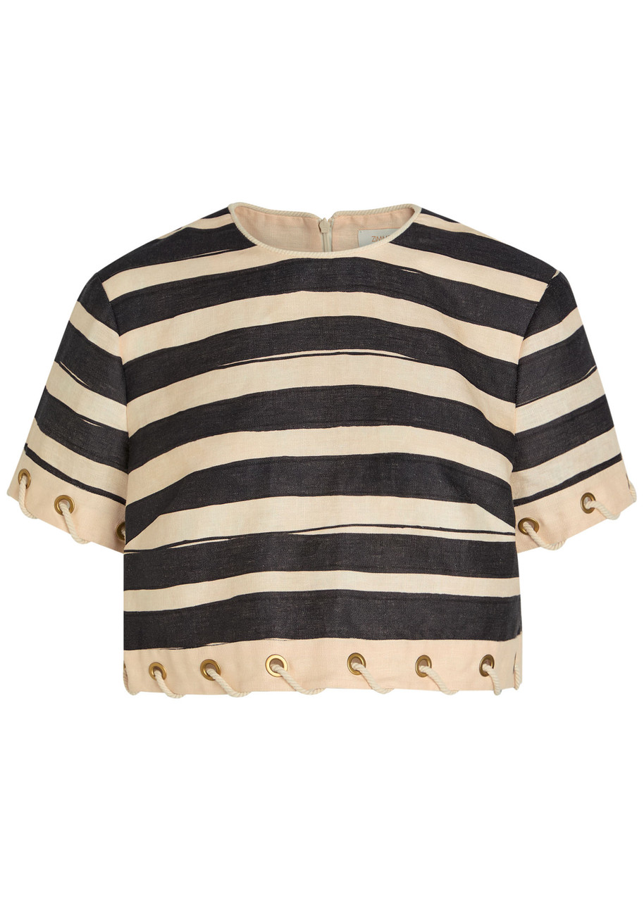 Zimmermann Rebellion Striped Linen Crop top - Black - 1 (UK 10 / S)