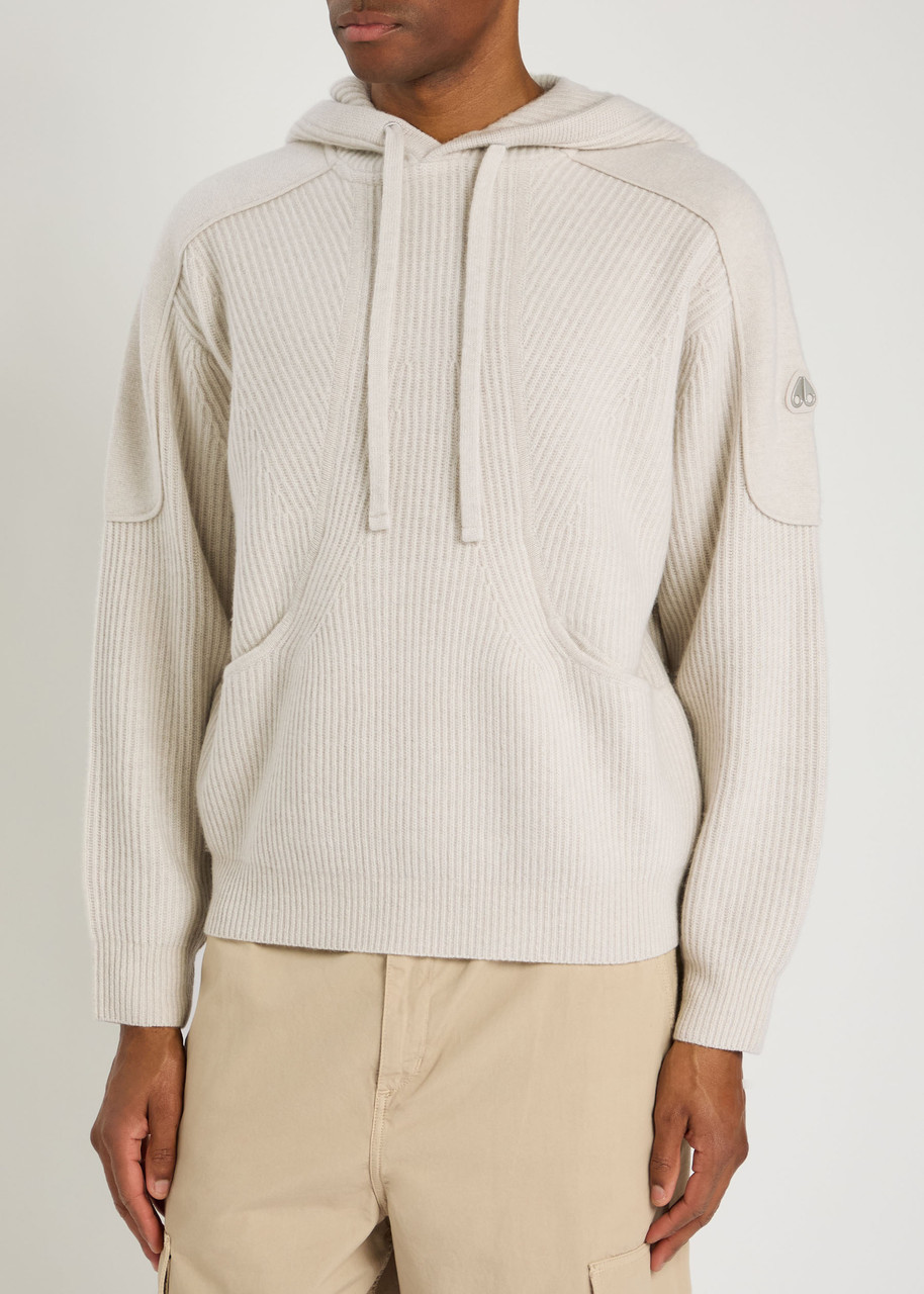 Moose Knuckles Wool Knitted Colson Hoodie In Neutral