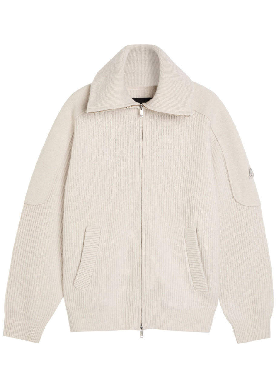 Moose Knuckles Colson Ribbed Wool Sweatshirt In Brown