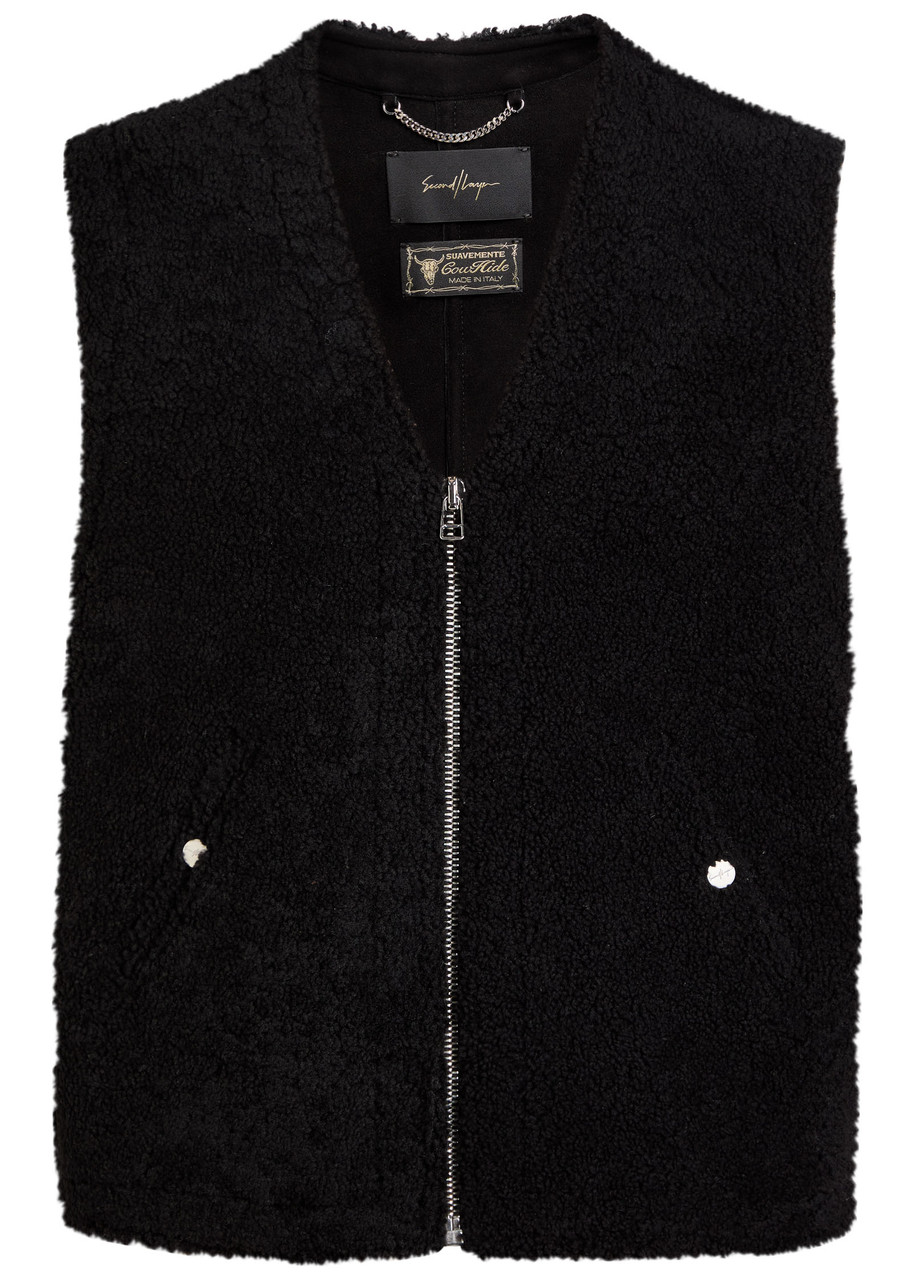 Second / Layer Second Layer Sherpa Shearling Vest In Black