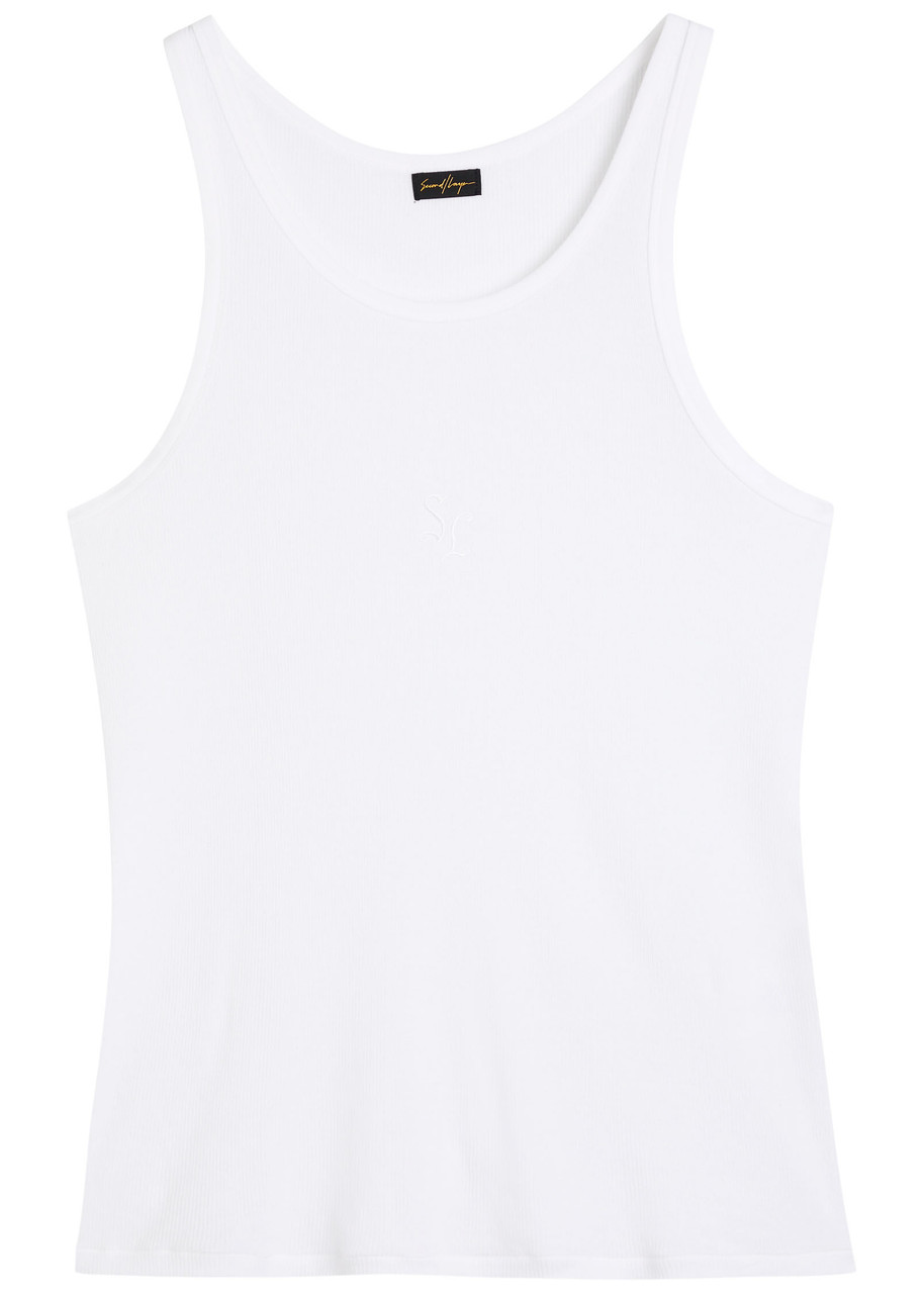 Second / Layer Second Layer Wife Pleaser Logo-embroidered Ribbed Cotton Tank In White