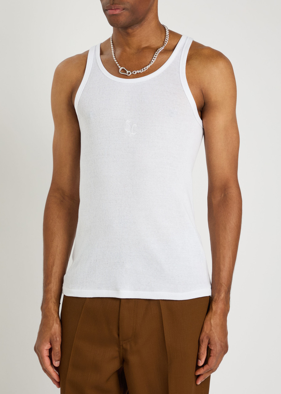 Second / Layer Second Layer Wife Pleaser Logo-embroidered Ribbed Cotton Tank In White
