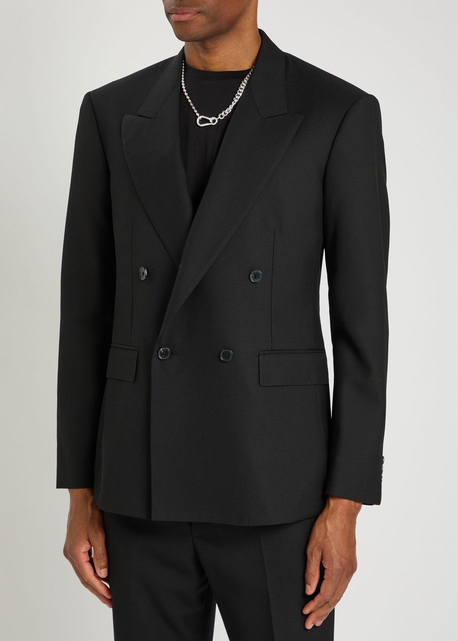 Second / Layer Second Layer Pico Double-breasted Wool Blazer In Black