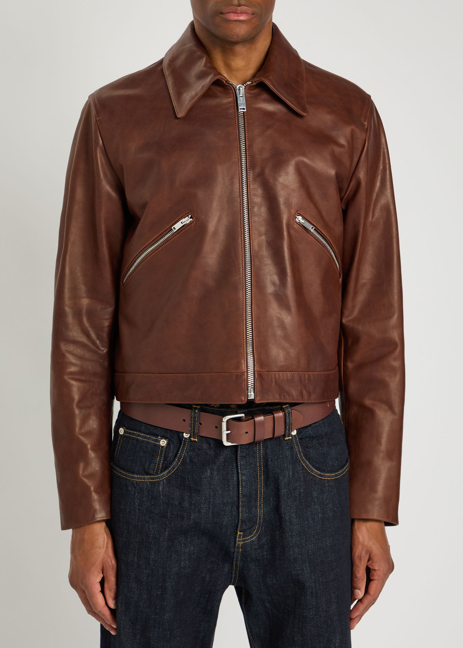 Second / Layer Second Layer Jimmy Calf Leather Jacket In Brown