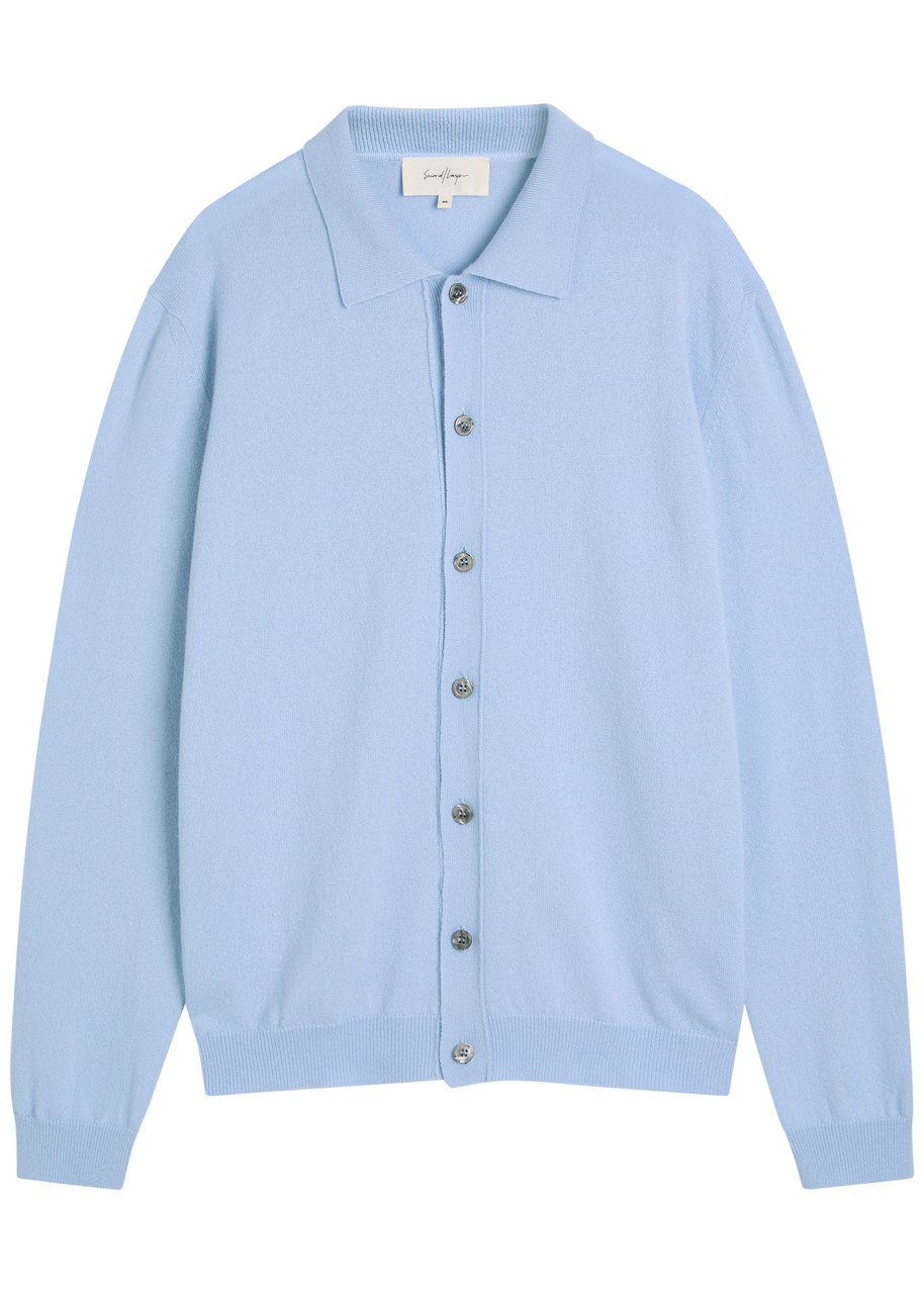 Second / Layer Second Layer Frankie Button Down Wool-blend Cardigan In Blue