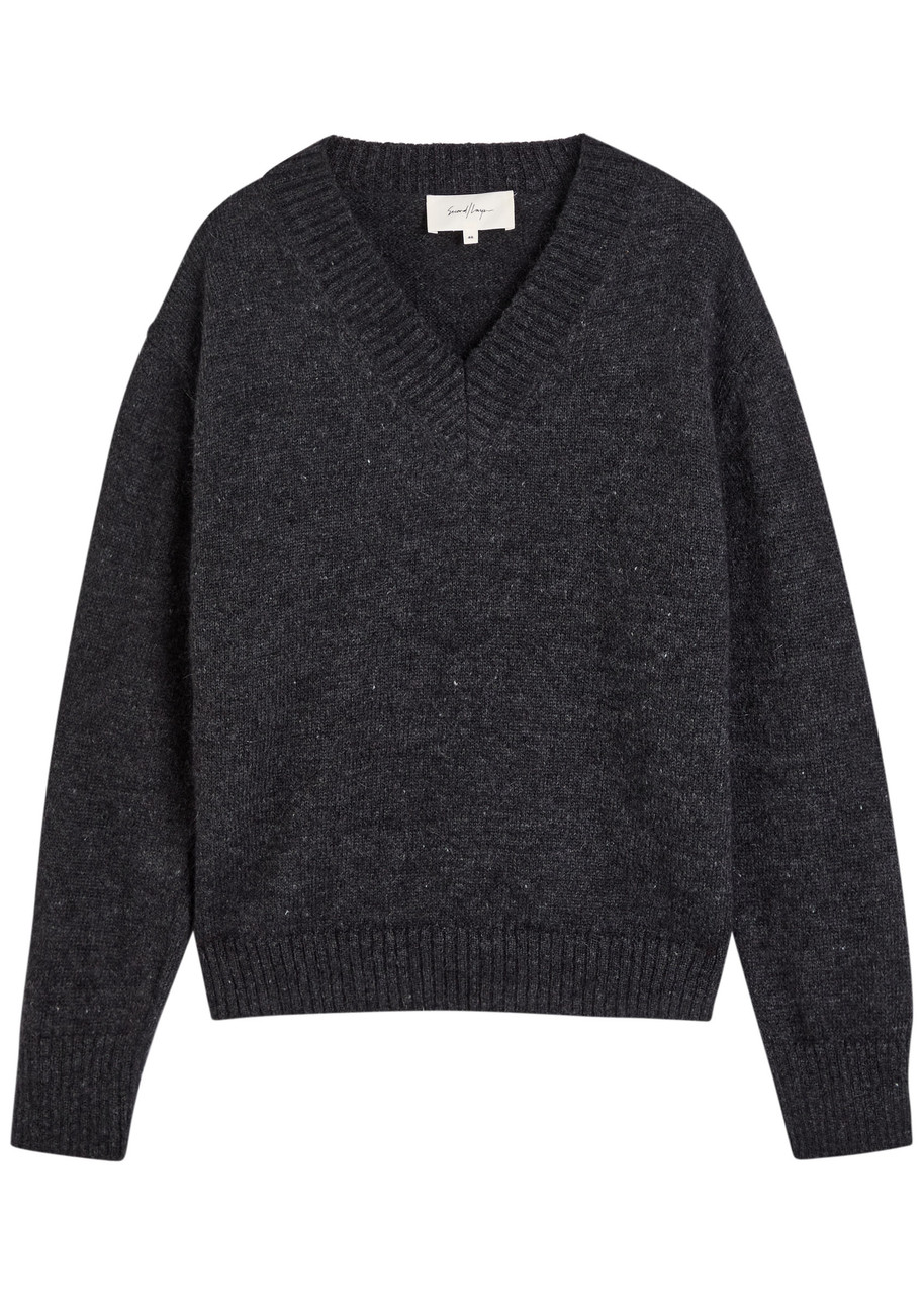 Second / Layer Second Layer Vexed V-neck Mohair Jumper In Black