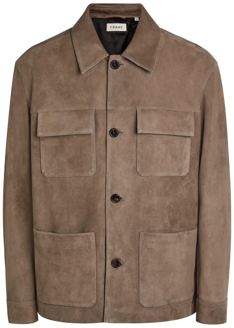 Frame Patch-pocket Suede Jacket In Brown