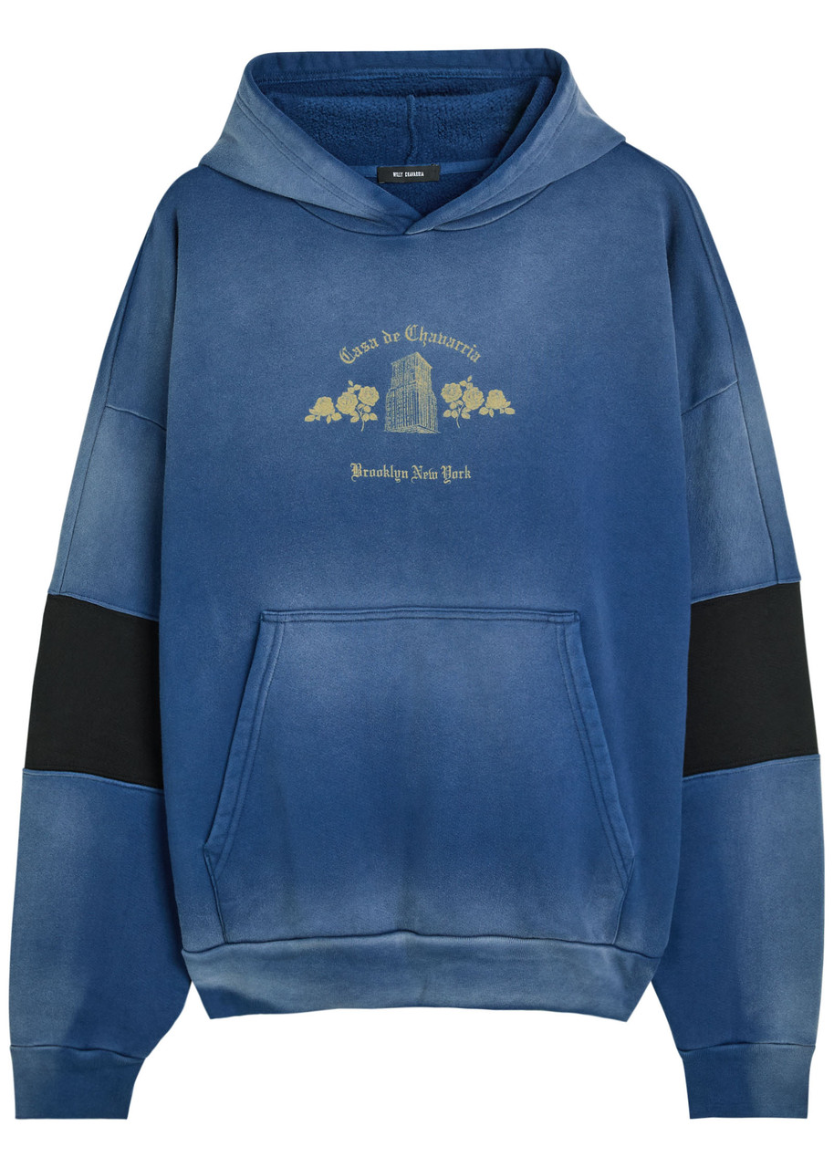 Willy Chavarria Casa De Chavarria Hooded Cotton Sweatshirt In Blue