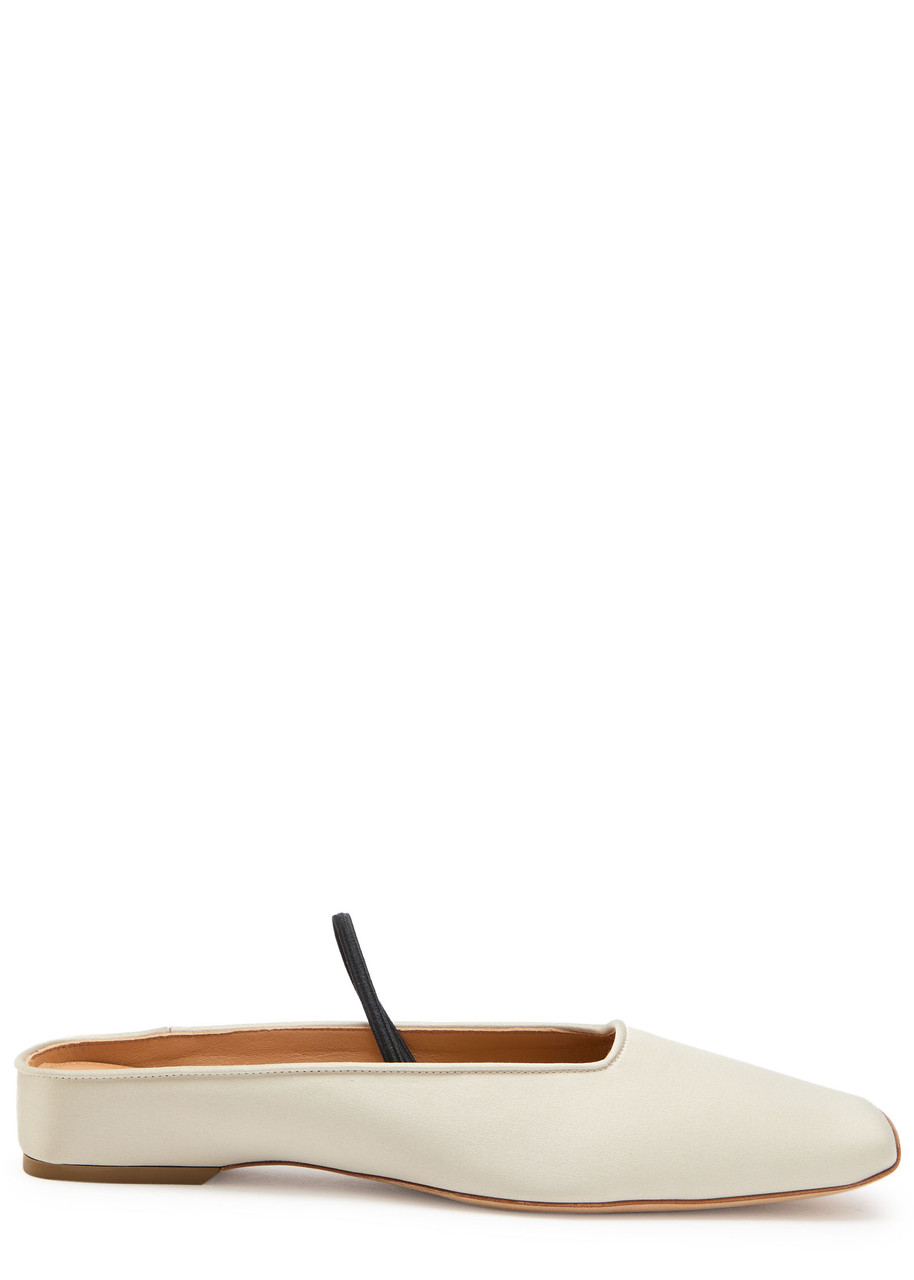 Calvin Klein Kate Silk-satin Slingback Ballet Flats In White