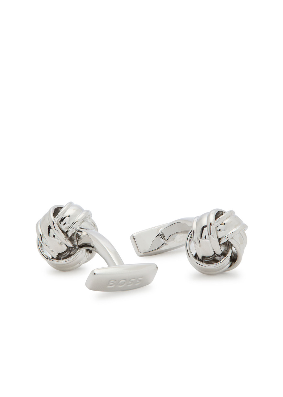 Hugo Boss Boss Knotted Cufflinks In Metallic