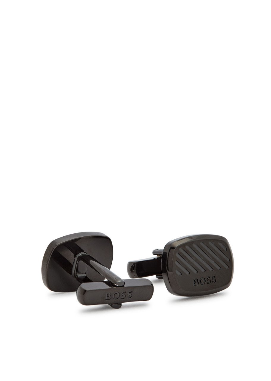 Hugo Boss Boss Casing Logo-engraved Cufflinks In Black