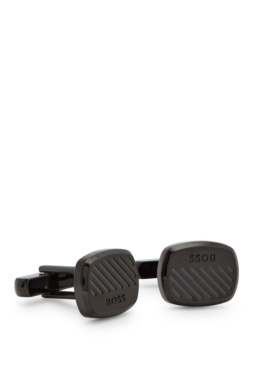 Hugo Boss Boss Casing Logo-engraved Cufflinks In Black