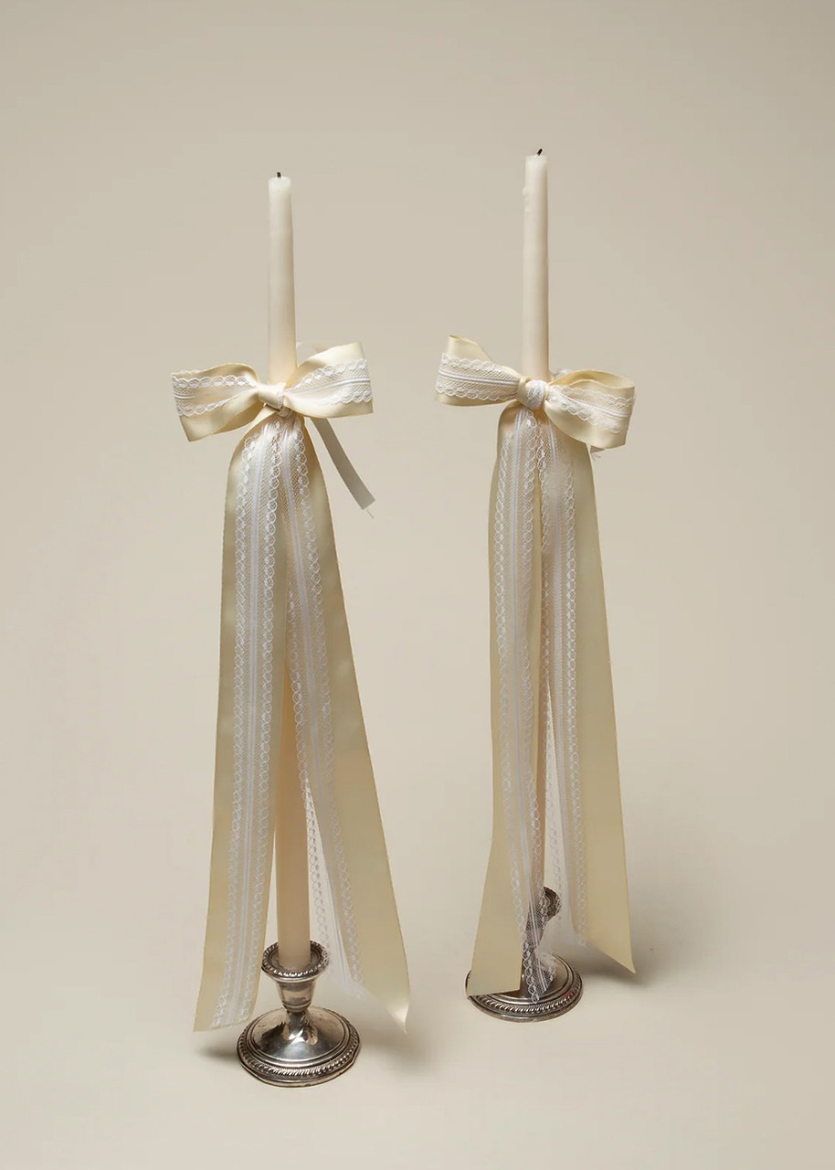  Gohar World Taper Candle With Lace Bow 