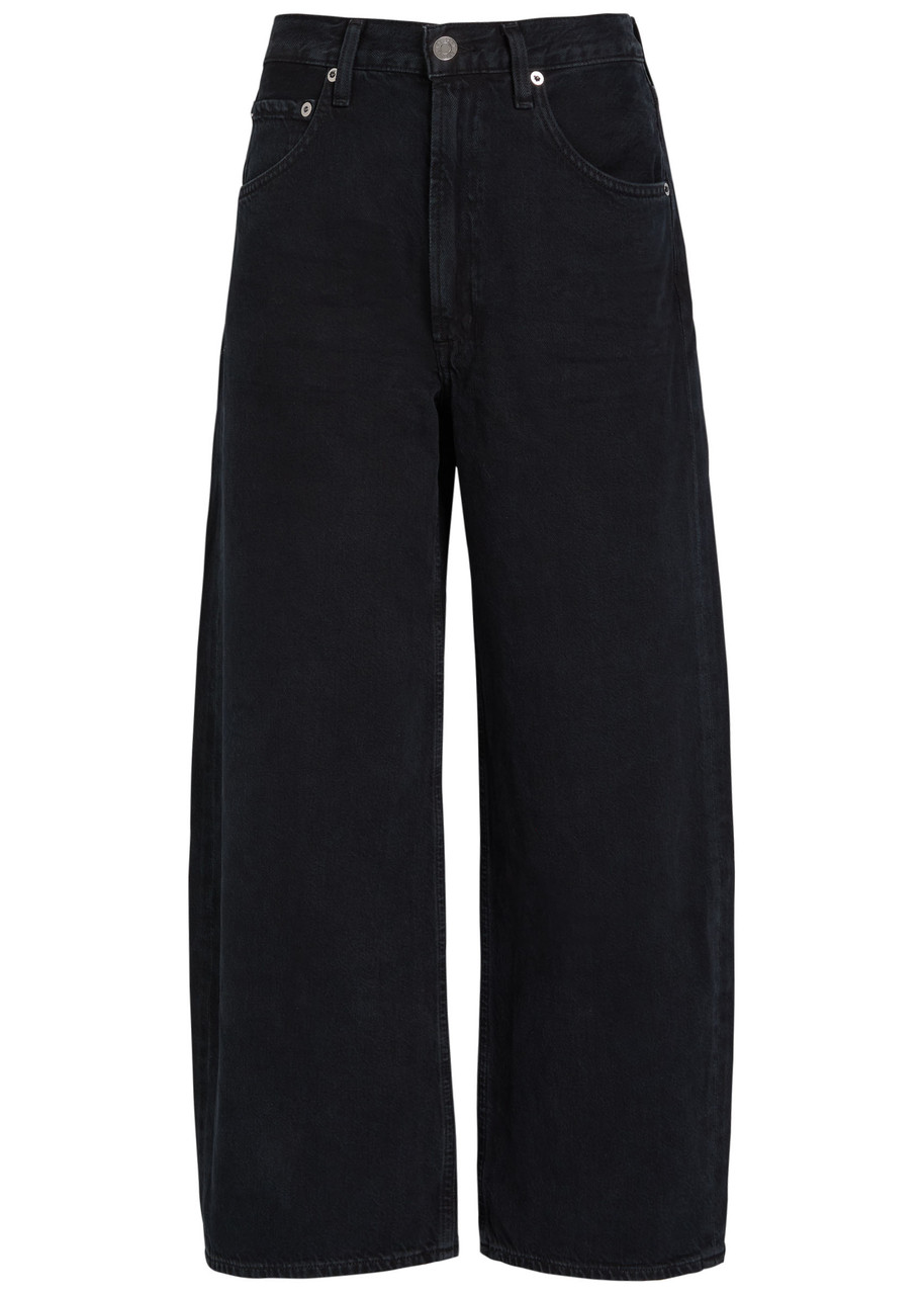 Agolde Low Curve Barrel-leg Jeans In Black