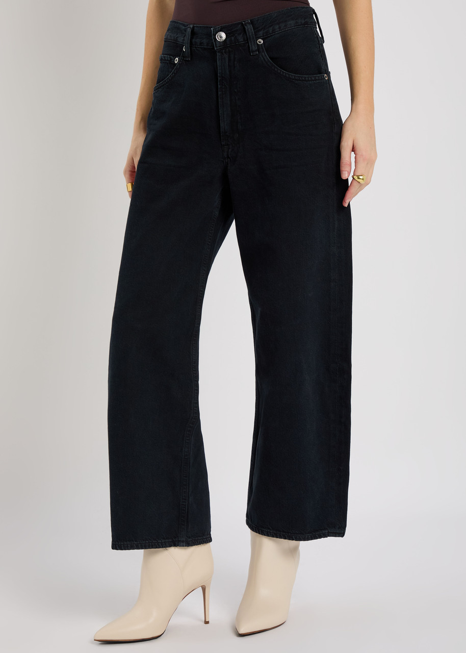 Agolde Low Curve Barrel-leg Jeans In Black