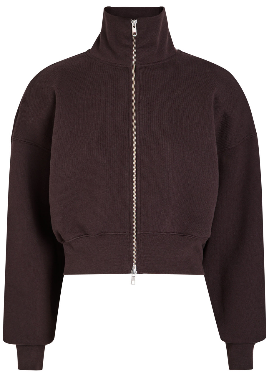 Agolde Darby High-neck Cotton Sweatshirt In Brown