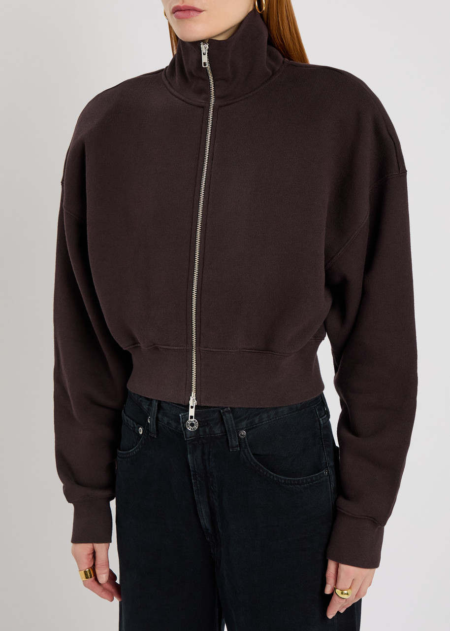 Agolde Darby High-neck Cotton Sweatshirt In Burgundy