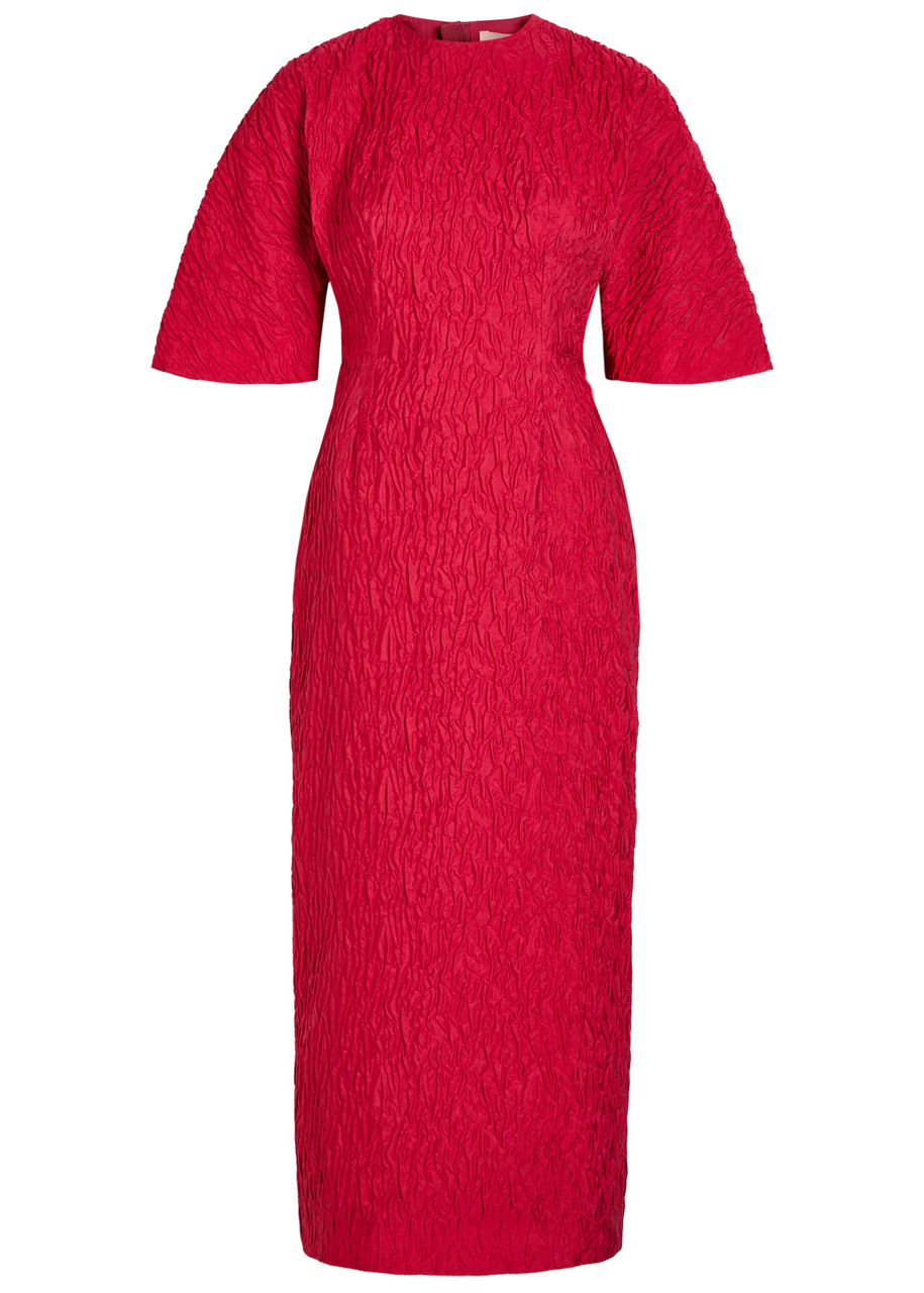 Roksanda Falah Cloqué Midi Dress In Red