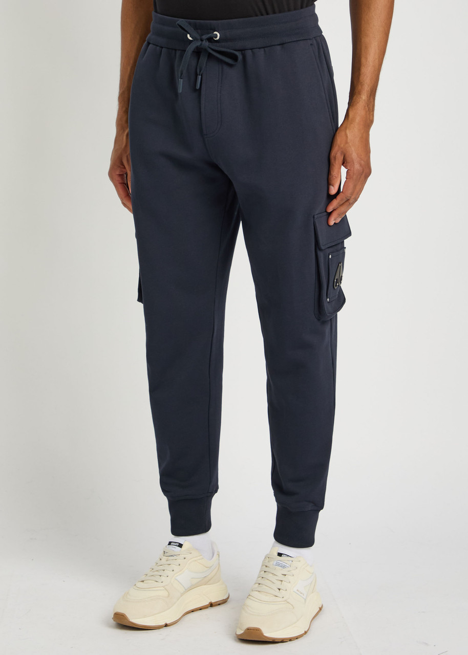 Moose Knuckles Hartsfield Tapered-leg Cotton Cargo Sweatpants In Blue