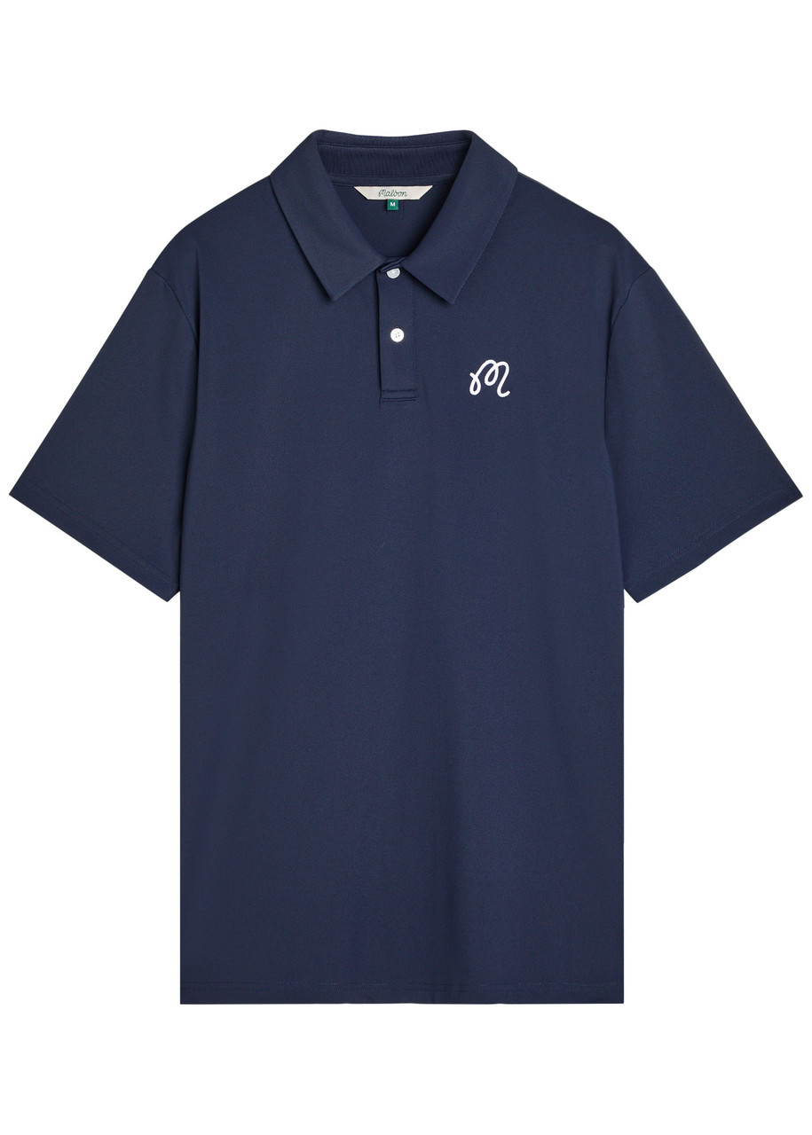 Malbon Fairway Logo-embroidered Piqué Polo Shirt In Blue