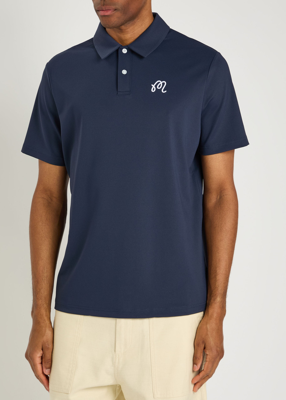 Malbon Fairway Logo-embroidered Piqué Polo Shirt In Blue