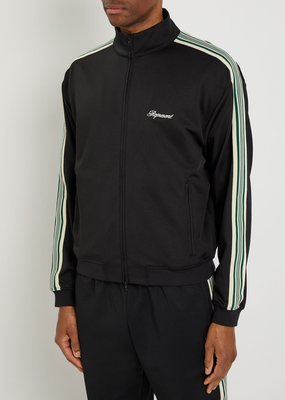 Represent Mens Embroidered-logo Striped-taped Woven Track Jacket Jet Black Xl In Black