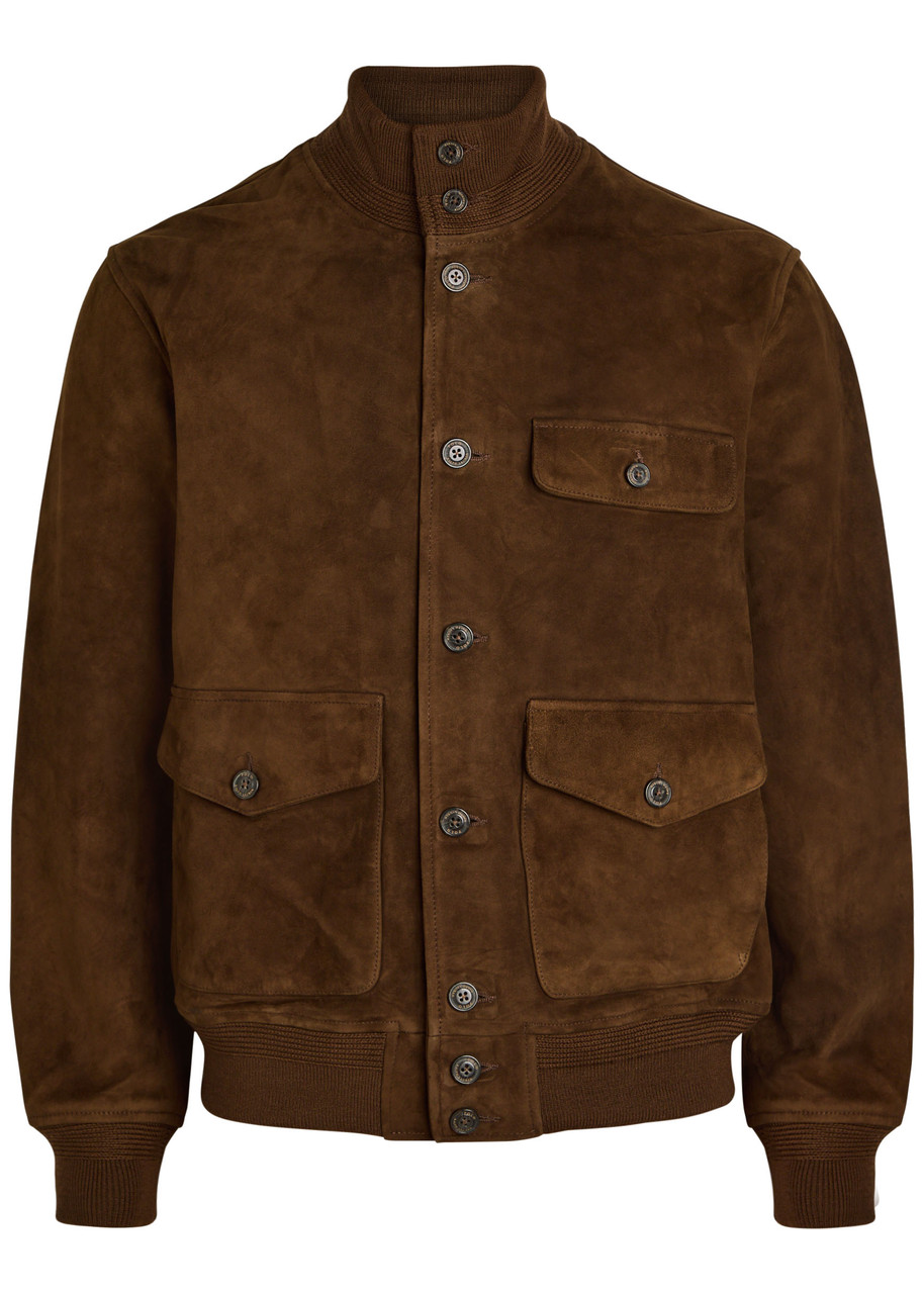 Polo Ralph Lauren Suede Lamb Leather Jacket - Dark Brown - S