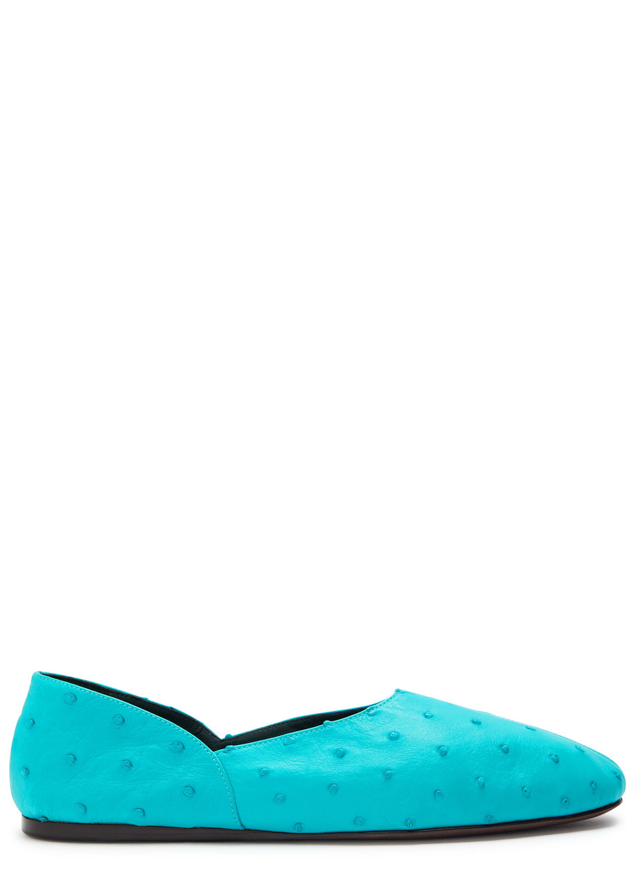 Khaite Jane Dot-embossed Leather Ballet Flats In Blue