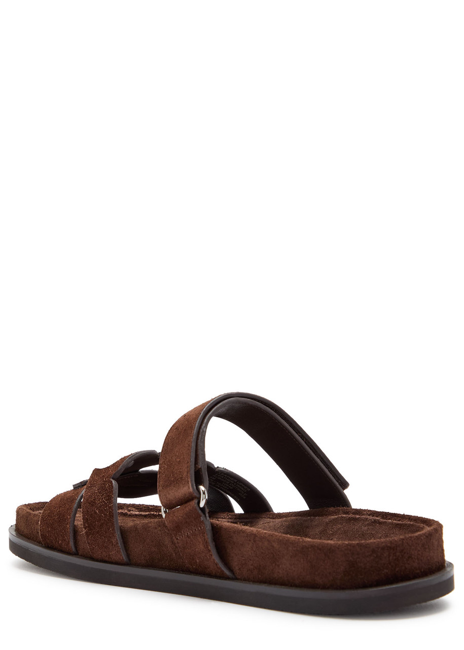 Tory Burch Ines Sport Brushed Suede Sliders In Brown