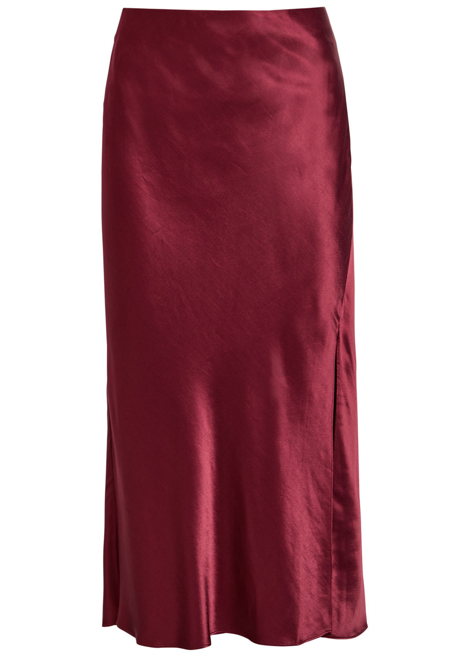 Rails Maya Side Split Satin Skirt In Red