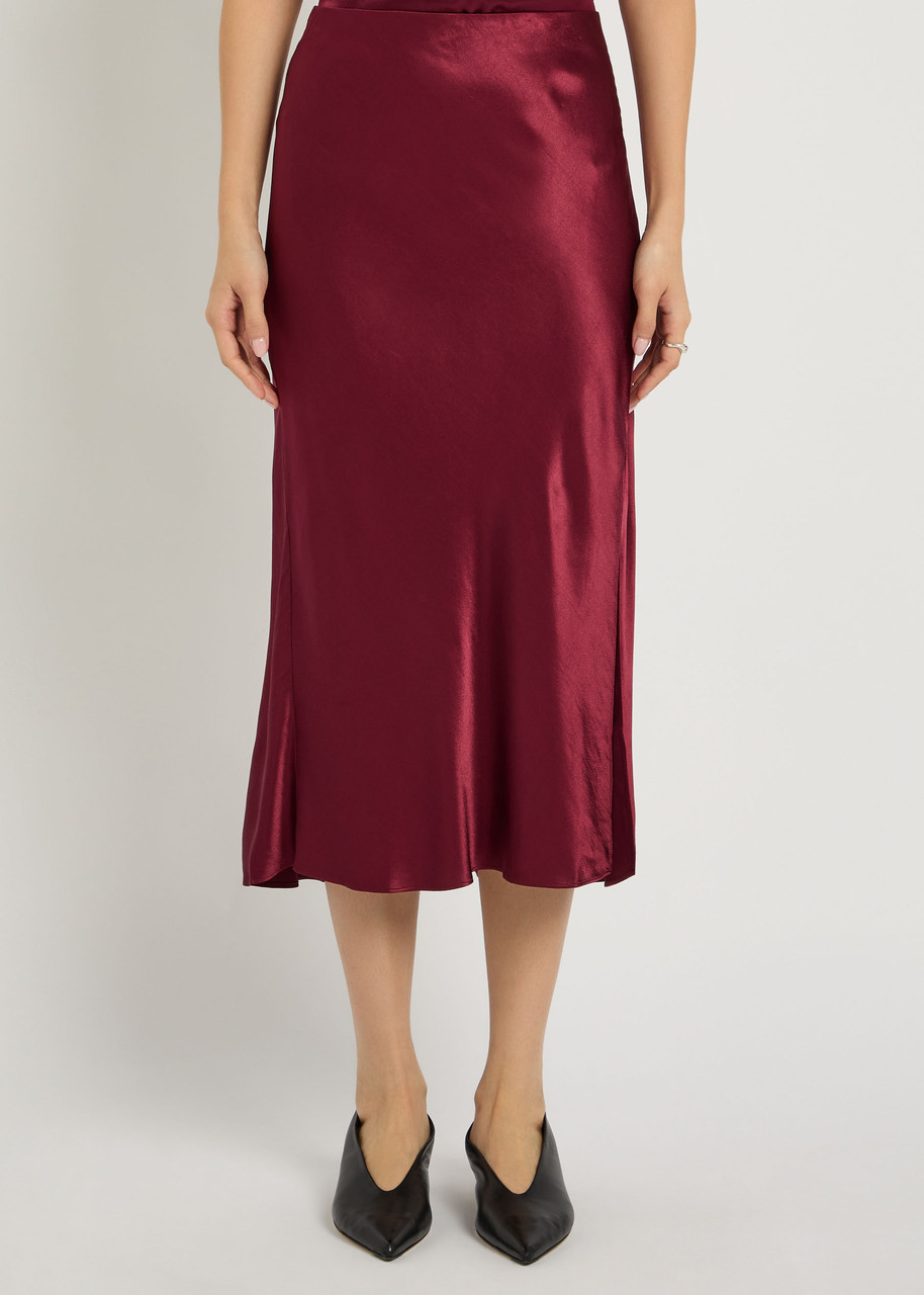 Rails Maya Side Split Satin Skirt In Red