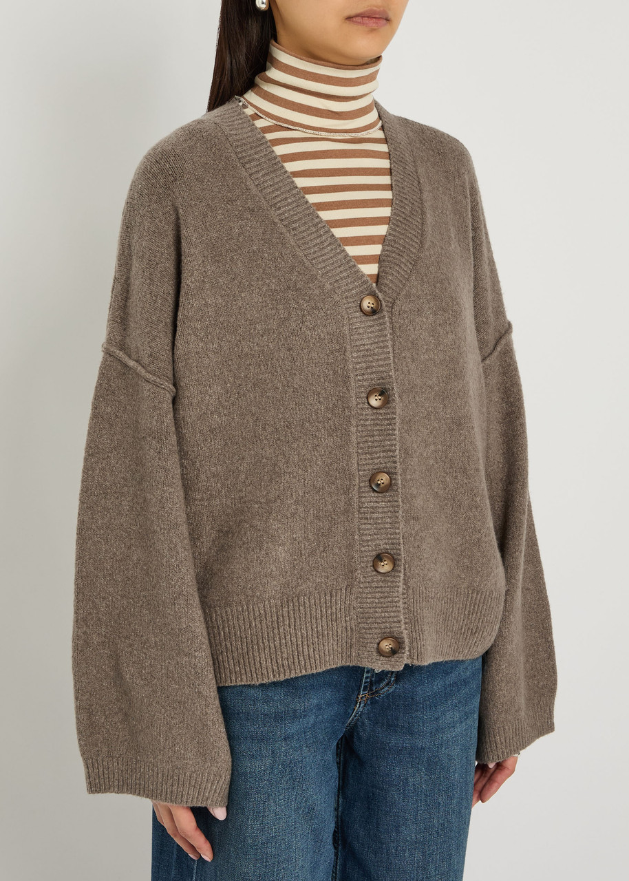 Free People Cool Of The Night Cotton-blend Cardigan In Brown