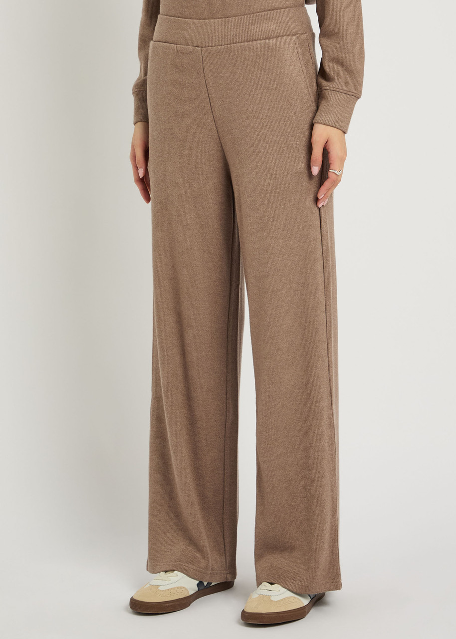 Rails Ellery Wide-leg Knit Trousers In Brown