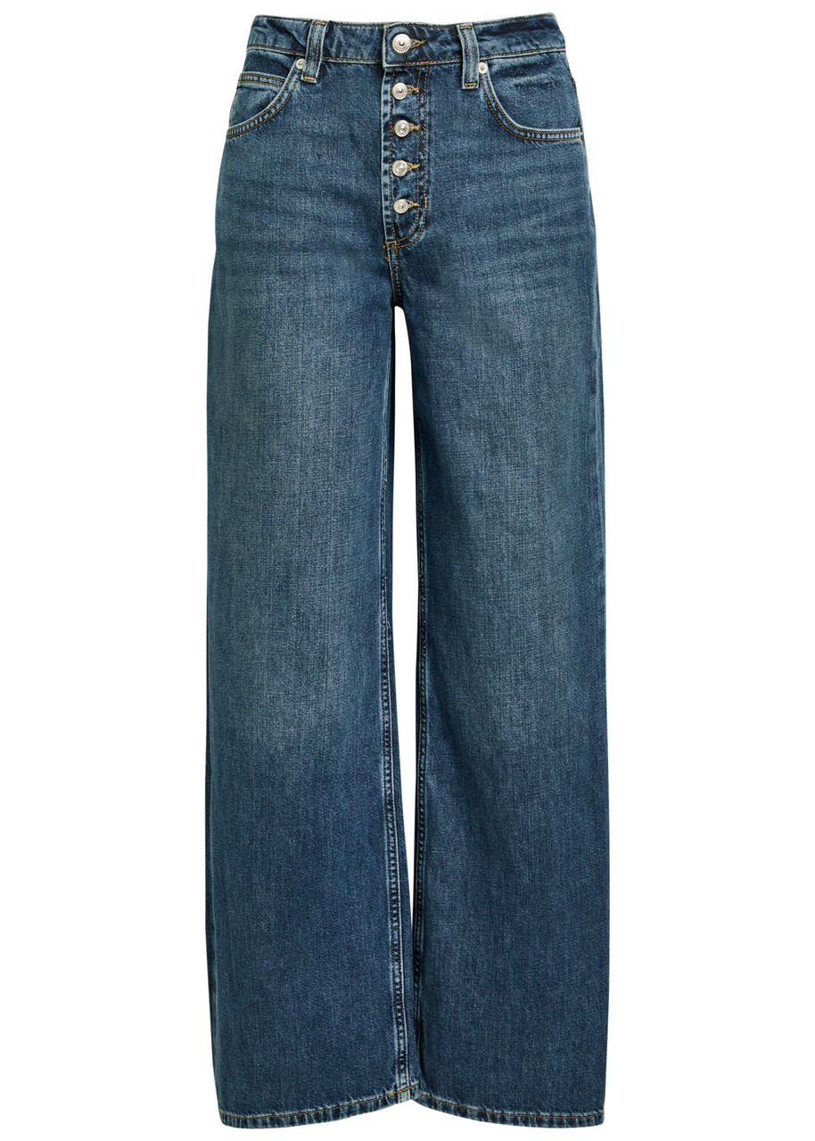 Free People Nia Wide-leg Boyfriend Denim Jeans In Blue