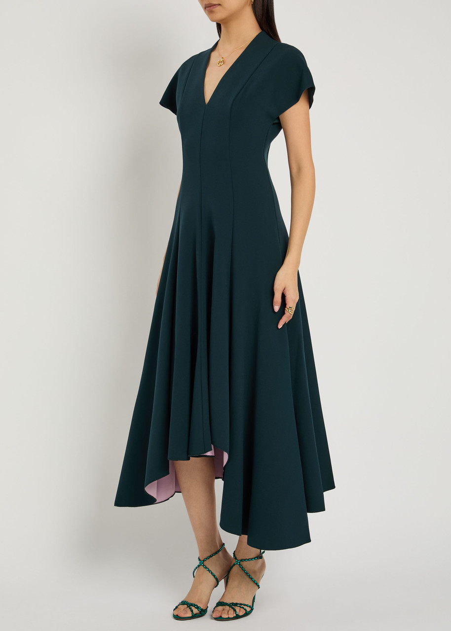 Roksanda Sapha Asymmetric Crepe Midi Dress In Green
