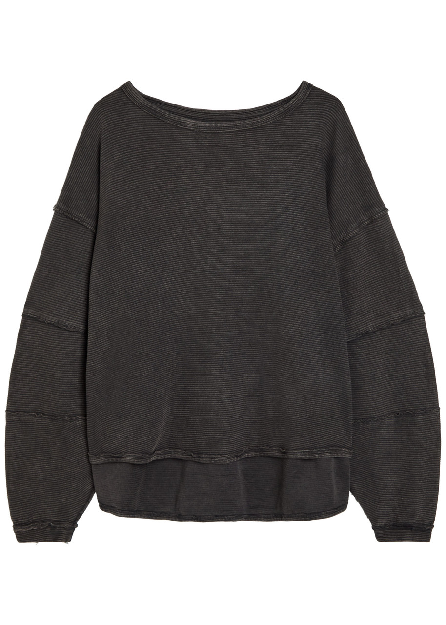 Free People Total Eclipse Ribbed Cotton T-shirt In Gray