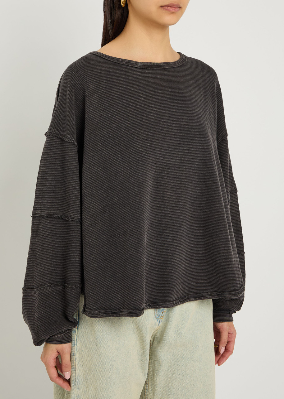 Free People Total Eclipse Ribbed Cotton T-shirt In Gray