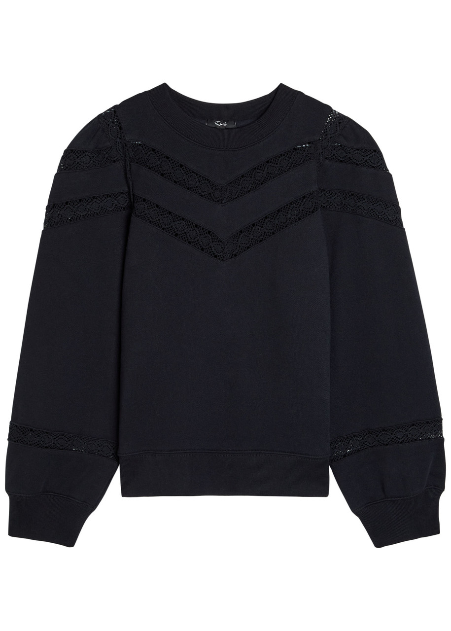 Rails Isles Embroidered Cotton Sweatshirt In Black