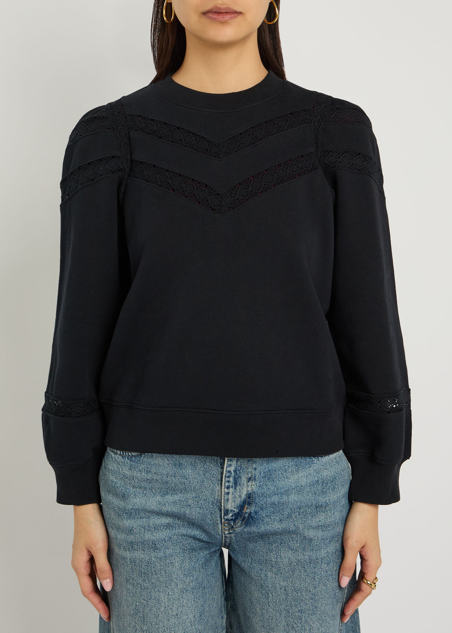 Rails Isles Embroidered Cotton Sweatshirt In Black