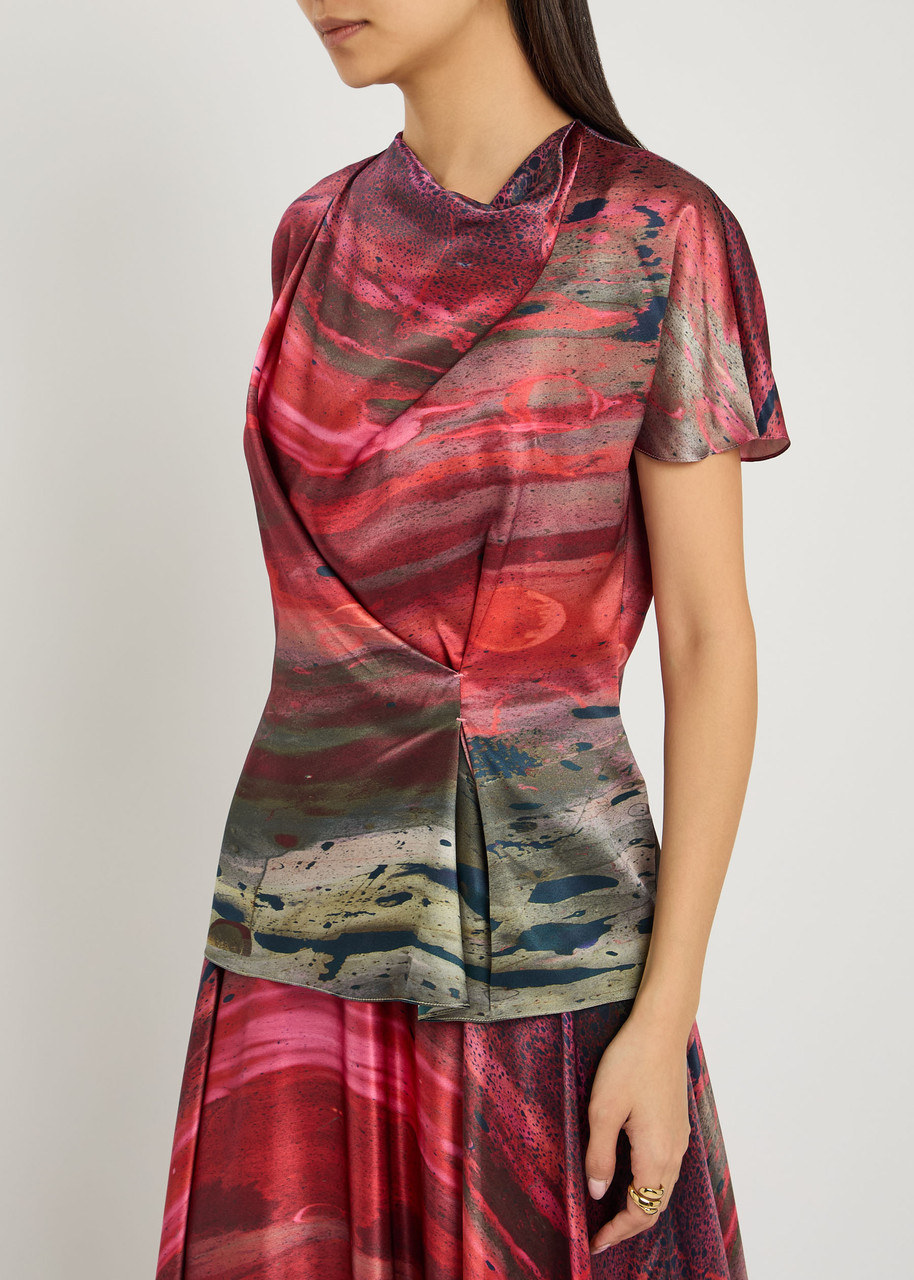 Roksanda Zua Printed Draped Silk Top In Multi