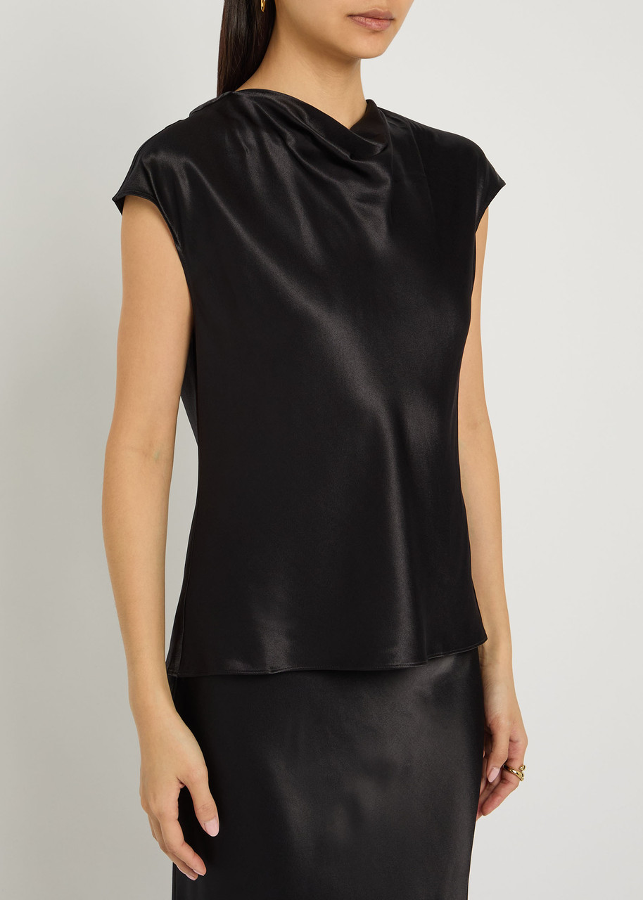 Rails Loretta Draped Satin Top In Black