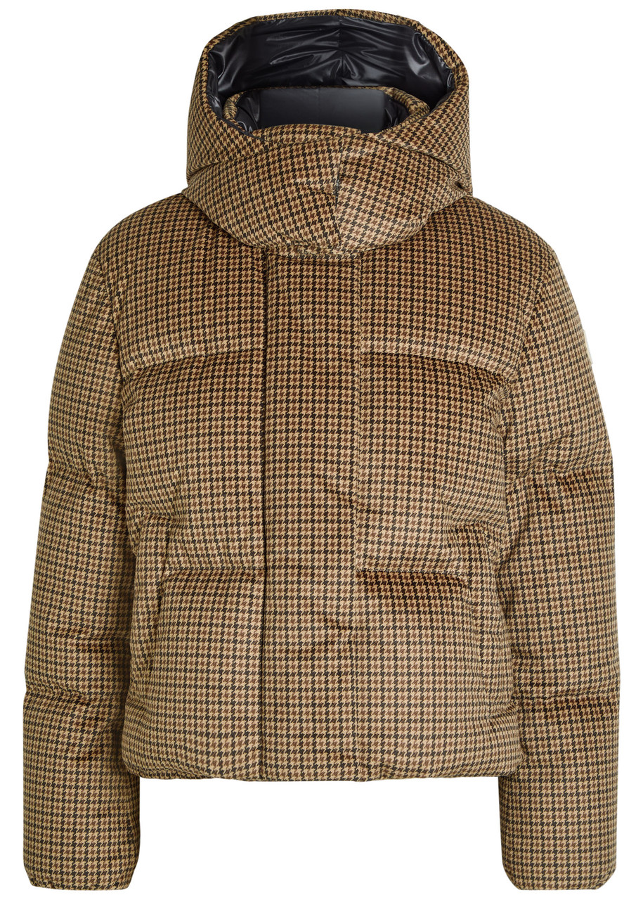 Moncler Quierzy Padded Houndstooth Velvet Jacket In Brown