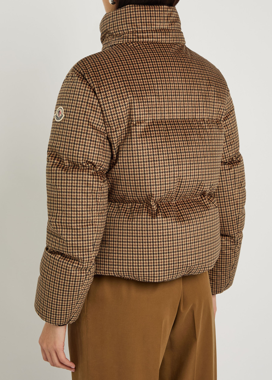 Moncler Quierzy Padded Houndstooth Velvet Jacket In Brown