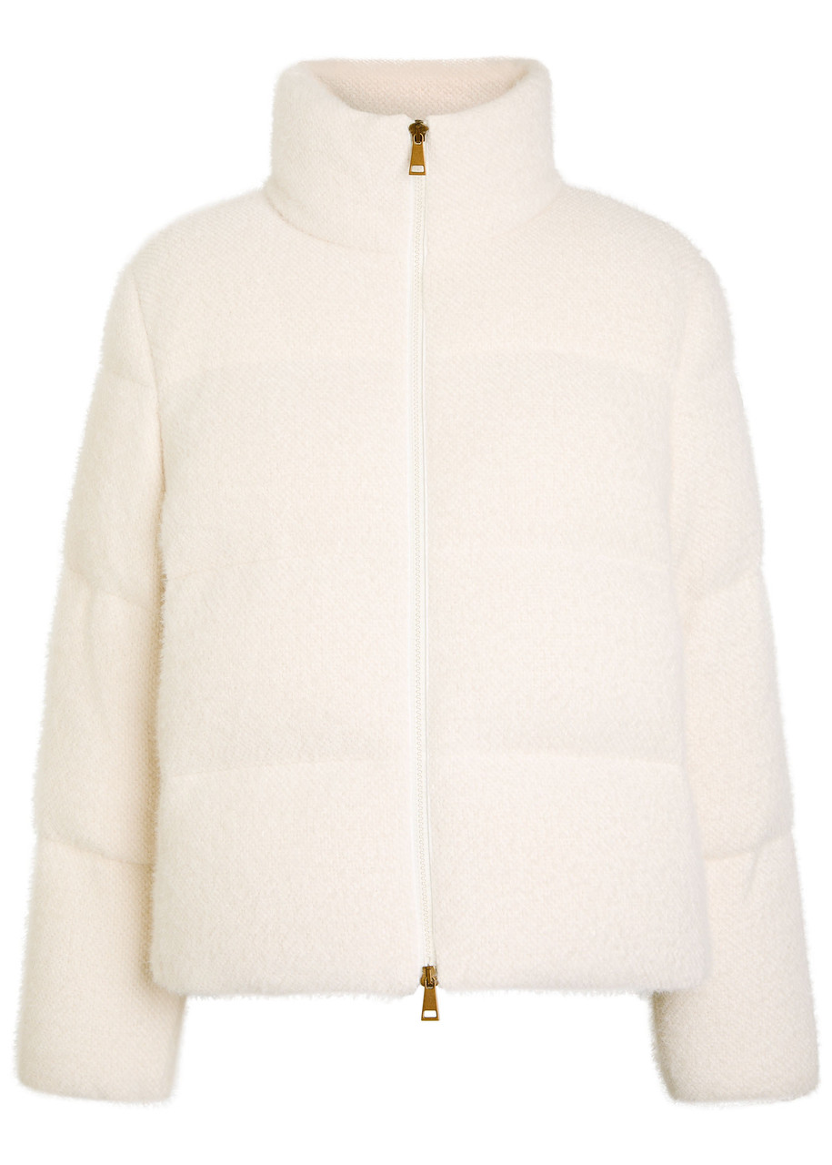 Moncler Ivory Polyester Blend Mornas Down Jacket In White