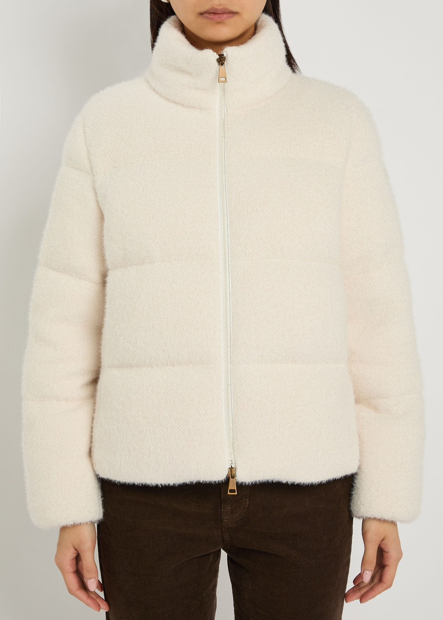 Moncler Ivory Polyester Blend Mornas Down Jacket In White