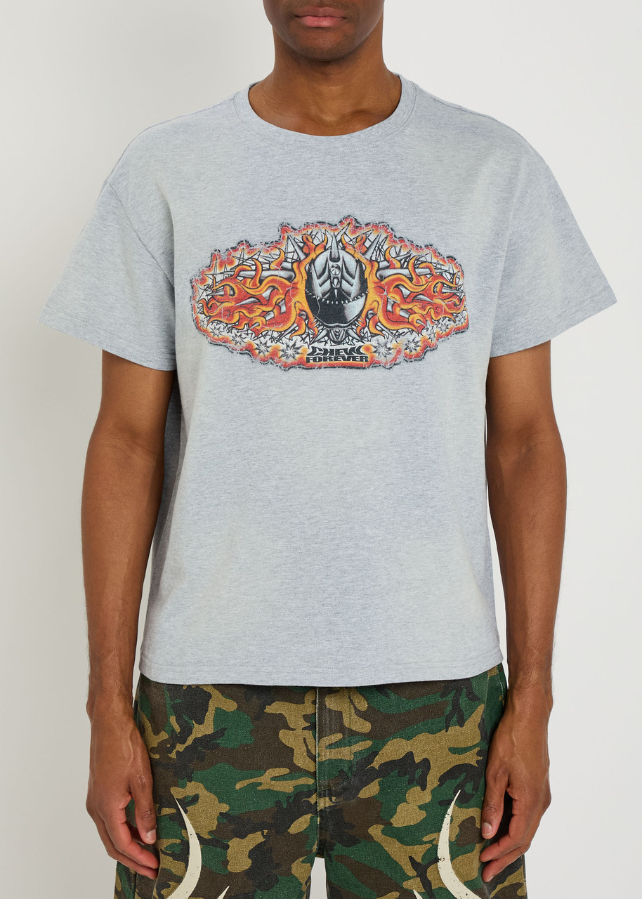 Chew Forever Static Printed Cotton T-shirt In Blue