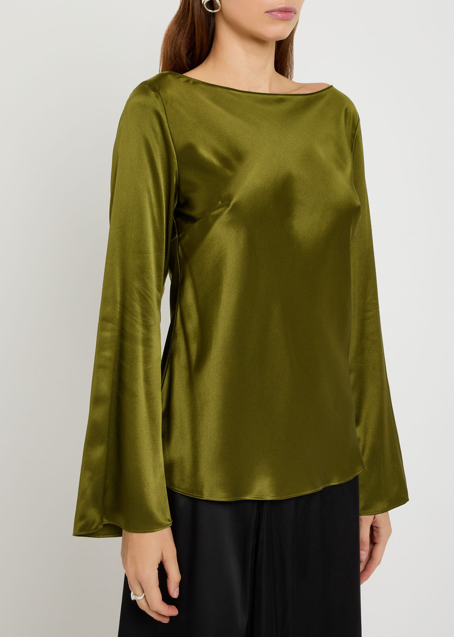 Reformation Marlow Silk Top In Green