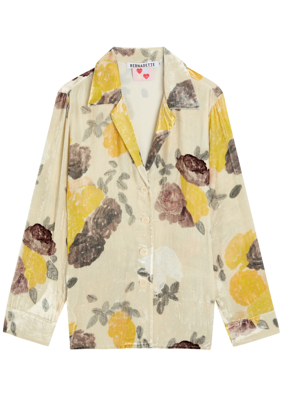 Bernadette Louis Floral-print Velour Blouse In Multi