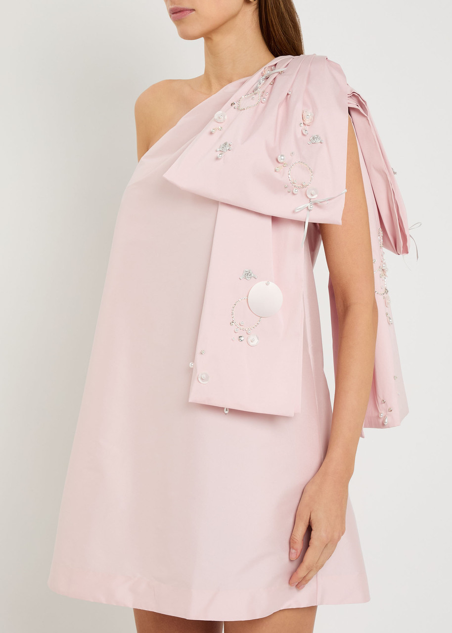 Bernadette Winnie Bow-embellished Taffeta Mini Dress In Pink