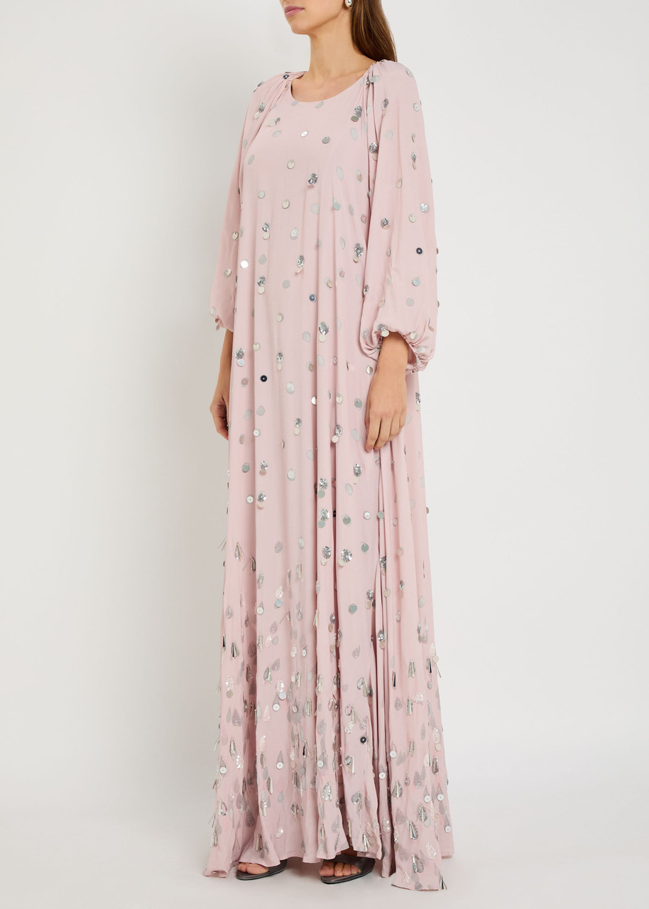 Bernadette Frida Sequin-embellished Chiffon Maxi Dress In Pink